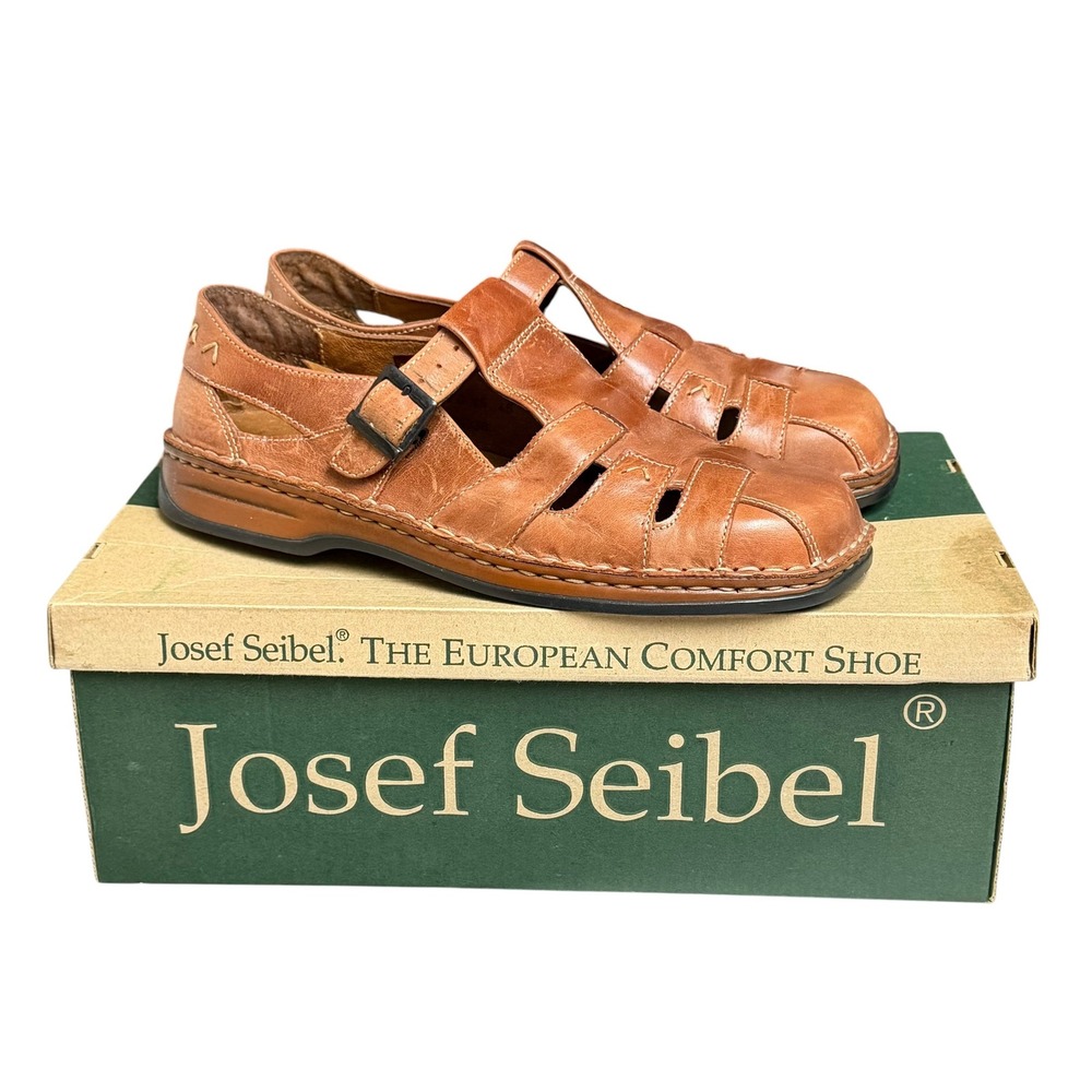 Josef Seibel Womens Brown Leather Fisherman Sandals Shoes EU 41 US 10-10.5